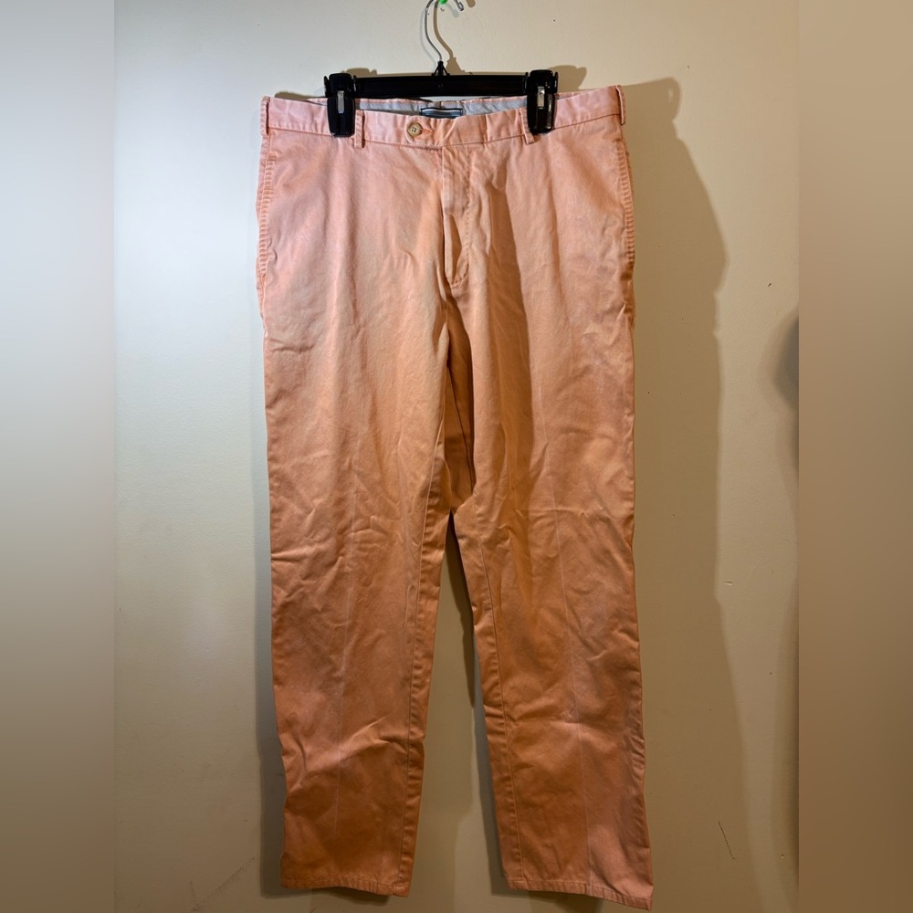 Peter Millar Pants Mens‎ 35 X 33 Peach Pima Cotton Flat Front Straight Leg